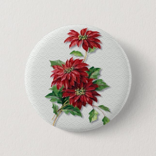 Christmas Poinsettia 6 Cm Round Badge (Front)