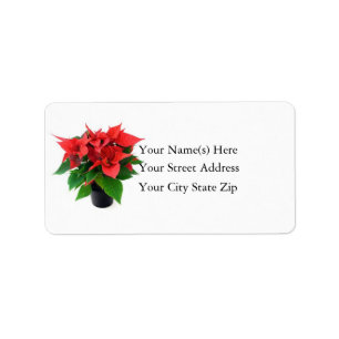 Christmas Poinsettia Address Label