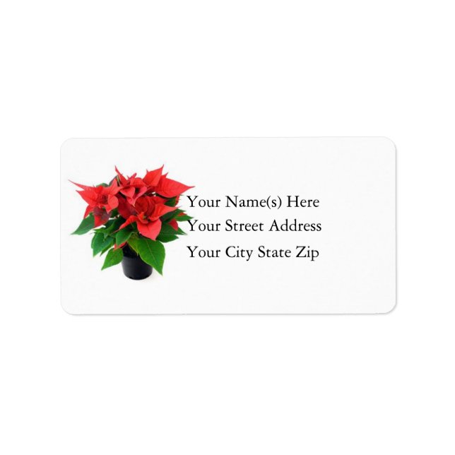 Christmas Poinsettia Address Label (Front)