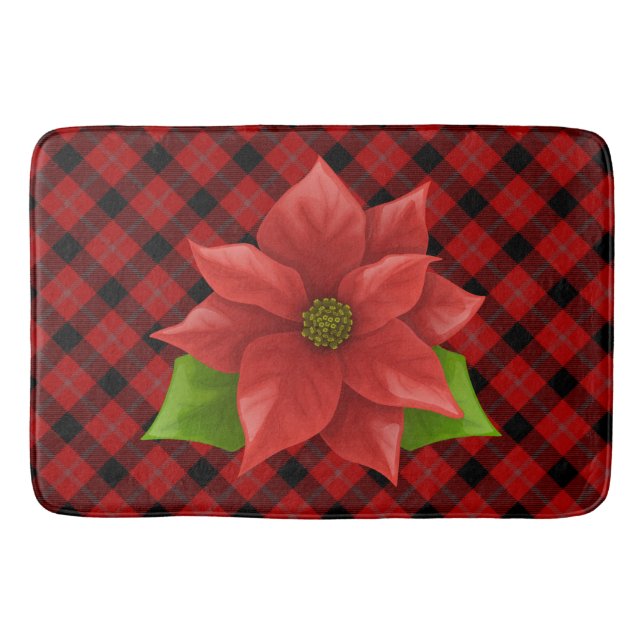 Christmas Poinsettia Bath Mat (Front)