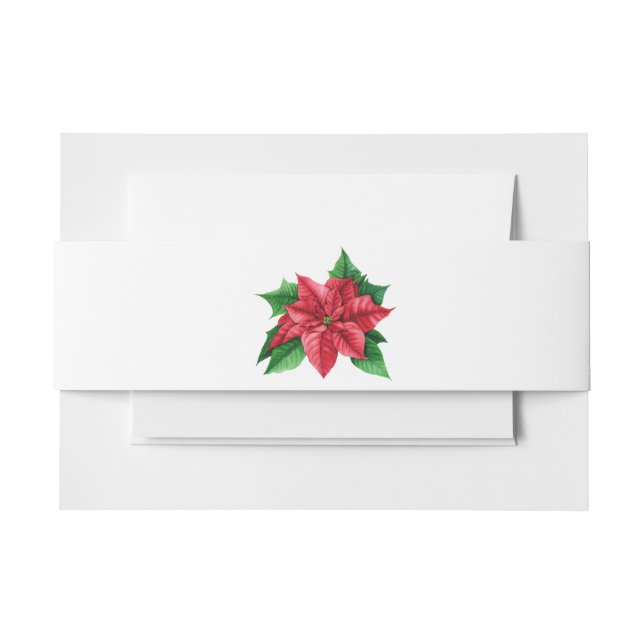 Christmas  Poinsettia Belly Band Invitation Belly Band (Front Example)