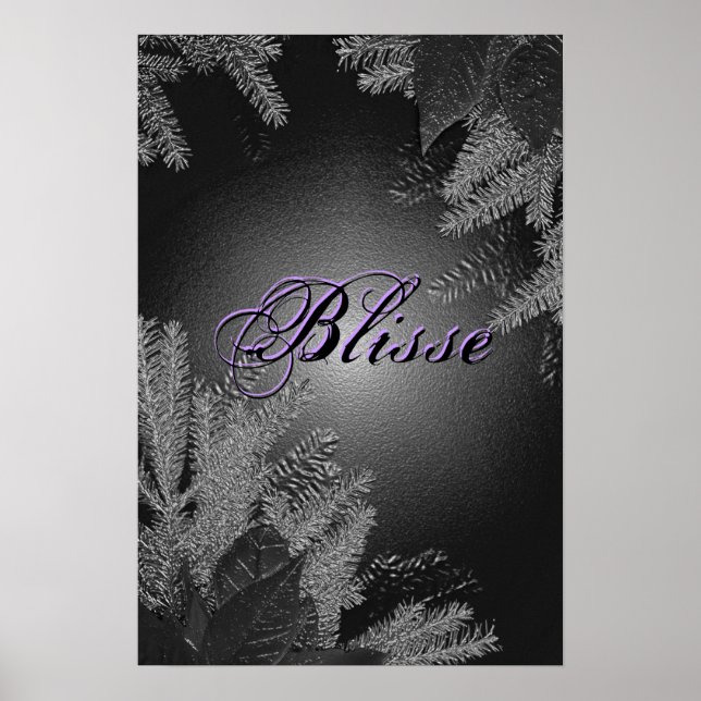 Christmas Poinsettia Black And Grey Blisse III Poster (Front)