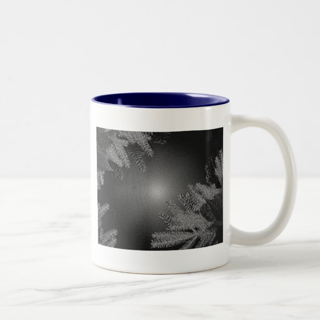 Christmas Poinsettia Black And Grey II Two-Tone Coffee Mug (Right)