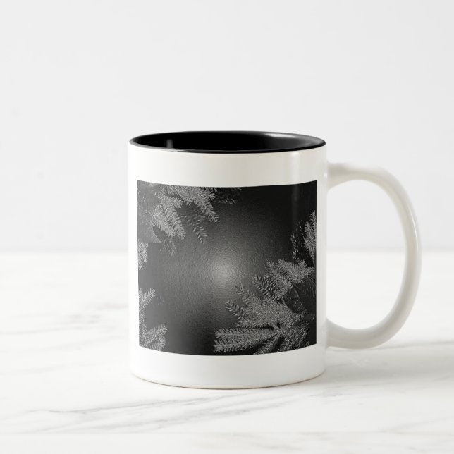 Christmas Poinsettia Black And Grey II Two-Tone Coffee Mug (Right)