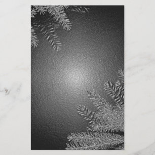 Christmas Poinsettia Black And Grey Stationery
