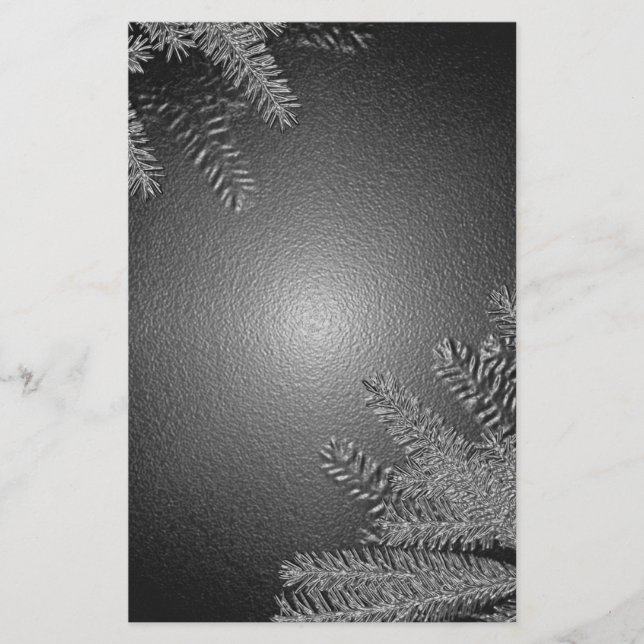 Christmas Poinsettia Black And Grey Stationery (Front)
