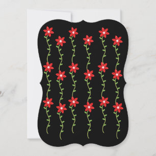 Christmas Poinsettia Black Flat Greeting Card