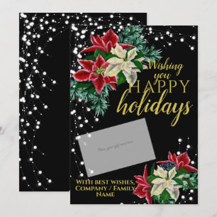 Christmas Poinsettia Black Gift Card Holder 