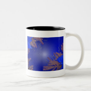 Christmas Poinsettia Blue II Two-Tone Coffee Mug
