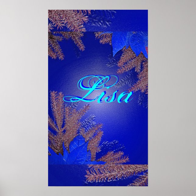 Christmas Poinsettia Blue Lisa I Poster (Front)