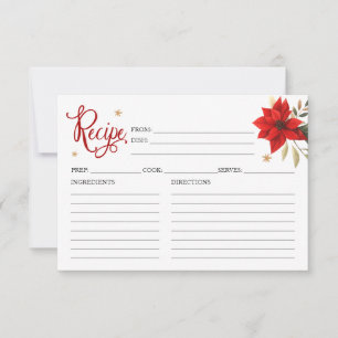Christmas Poinsettia Bridal Recipe Card