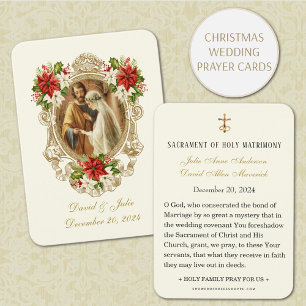 Christmas Poinsettia Catholic Wedding Prayer Card