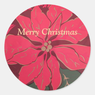 Christmas Poinsettia - Classic Round Sticker