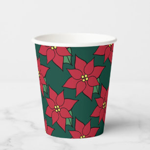 Christmas Poinsettia Coffee Party  Drink   Paper Cups