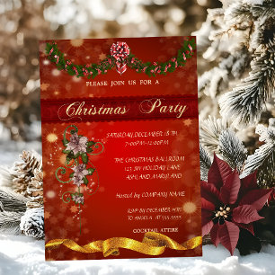 Christmas Poinsettia ,Corporate Party Invitation