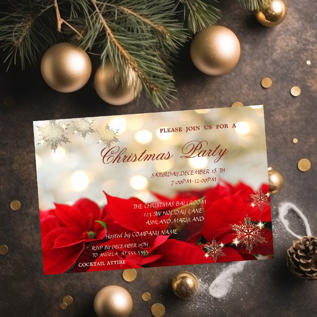 Christmas Poinsettia,CorporateChristmas Party Invitation (Creator Uploaded)