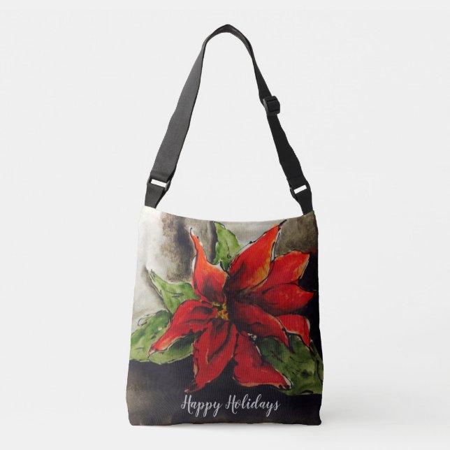 Christmas Poinsettia Crossbody Bag (Front)