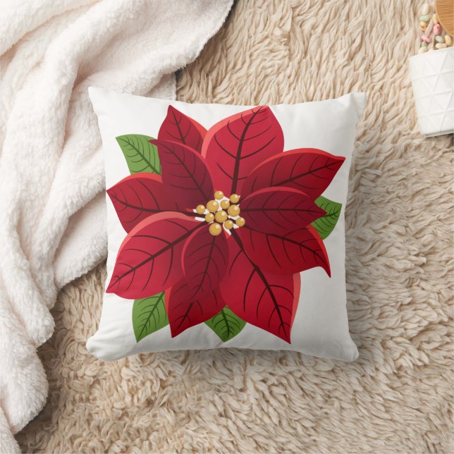 Christmas Poinsettia  Cushion (Blanket)
