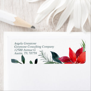 Christmas Poinsettia Custom Company Return Address