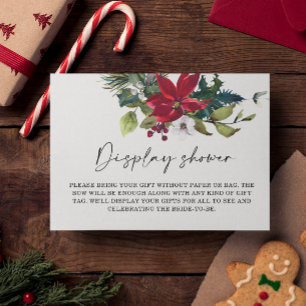 Christmas Poinsettia Display shower Bridal Shower Enclosure Card
