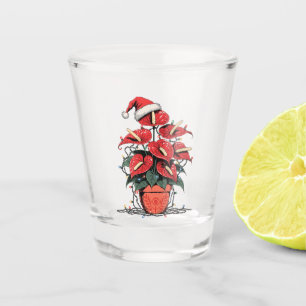 Christmas Poinsettia Euphorbia Terracotta Plant  Shot Glass