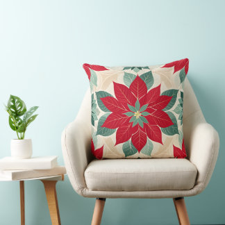  Christmas Poinsettia  Festive  Cushion