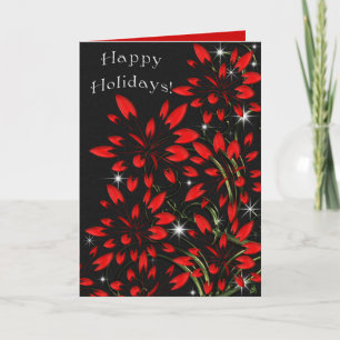 Christmas Poinsettia Fireworks (card) Holiday Card