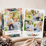 Christmas Poinsettia Floral 4 Photos Collage Holiday Card<br><div class="desc">Sending your greetings of the season with this "Modern Christmas Poinsettia Floral 4 Photos Collage Card". (1) For further customisation, please click the "customise further" link and use our design tool to modify this template. (2) If you prefer Thicker papers / Matte Finish, you may consider to choose the Matte...</div>