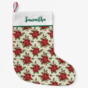 Christmas Poinsettia Floral Christmas Stocking 