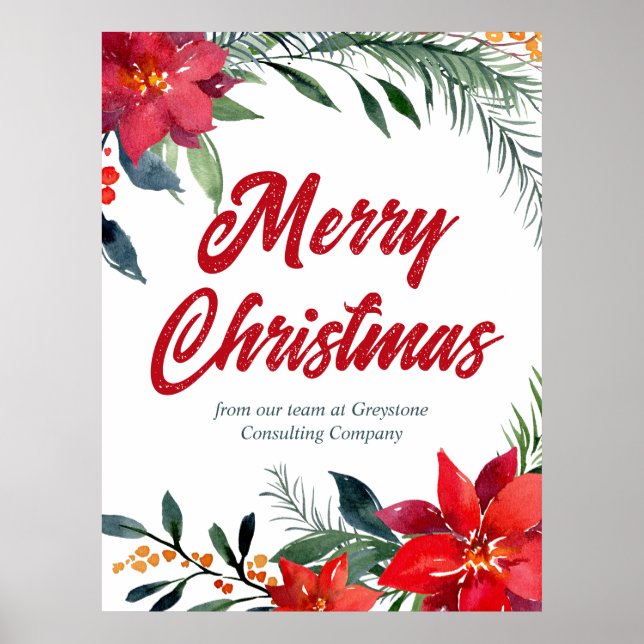 Christmas Poinsettia Floral Company Holiday Party Poster (Front)