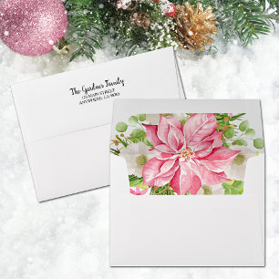 Christmas Poinsettia Floral Holiday Envelope
