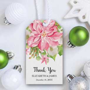 Christmas Poinsettia Floral Holiday Favour Gift Tags