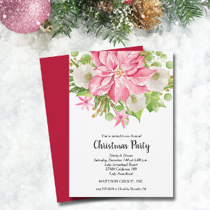 Christmas Poinsettia Floral Holiday Invitation