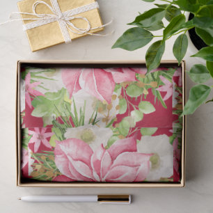 Christmas Poinsettia Floral Holiday Tissue Paper