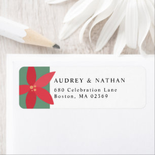 Christmas Poinsettia Flower Return Address