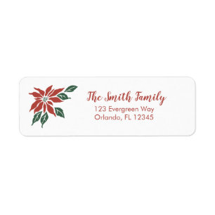 Christmas Poinsettia Flower Return Address