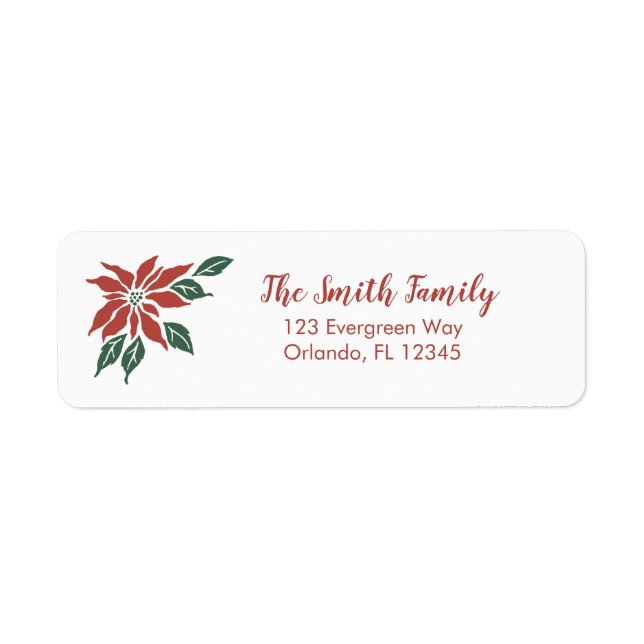 Christmas Poinsettia Flower Return Address (Front)