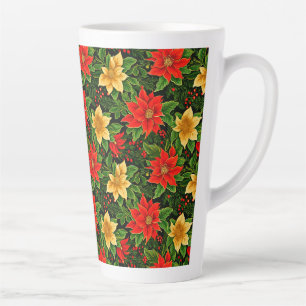 Christmas Poinsettia Flowers Pattern-86755 Latte Mug