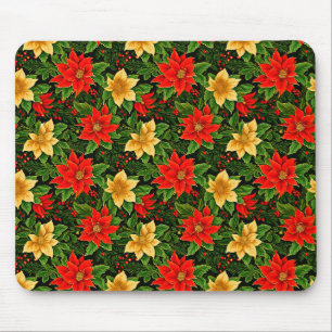 Christmas Poinsettia Flowers Pattern-86755 Mouse Mat
