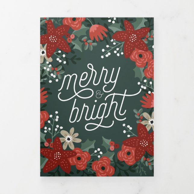 Christmas Poinsettia Foliage Holiday Tri Fold (Cover)