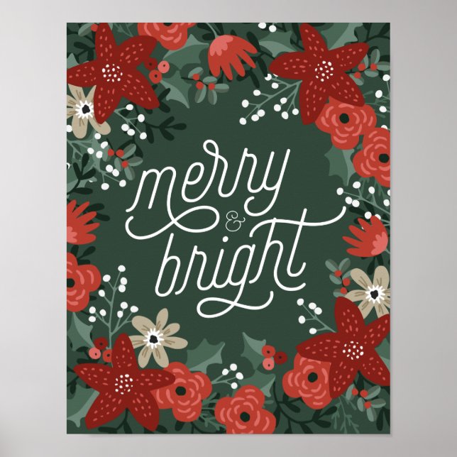 Christmas Poinsettia Foliage Poster (Front)