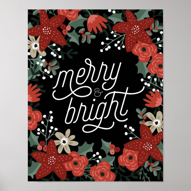 Christmas Poinsettia Foliage Poster (Front)