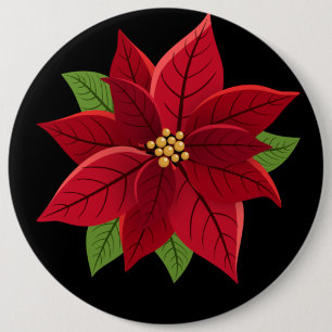 Christmas Poinsettia Gift 6 Cm Round Badge