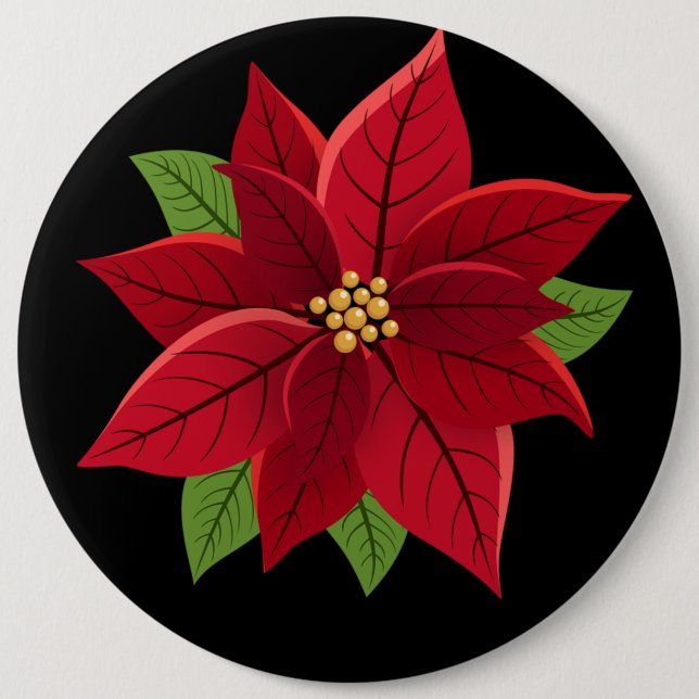 Christmas Poinsettia Gift 6 Cm Round Badge (Front)