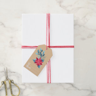 Christmas Poinsettia  Gift Tag