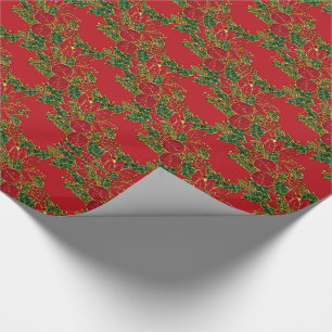Christmas Poinsettia-GIFT WRAPPING PAPER-Red Paper