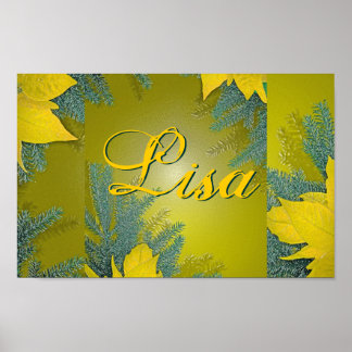 Christmas Poinsettia Gold Lisa II Poster