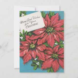 Christmas Poinsettia Good Wishes Flower Holiday Card