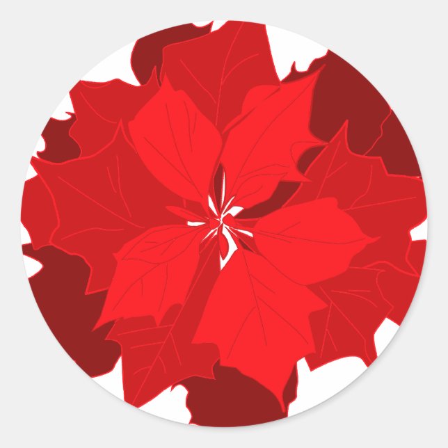 Christmas poinsettia graphic seasonal sticker (Front)