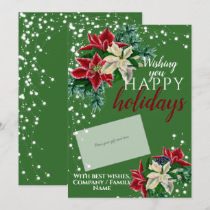 Christmas Poinsettia Green Gift Card Holder